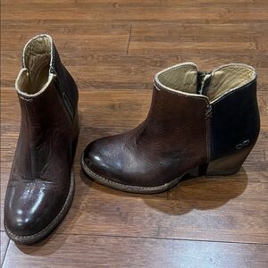 Bed Stu Two-Tone Brown and Black Ankle Booties